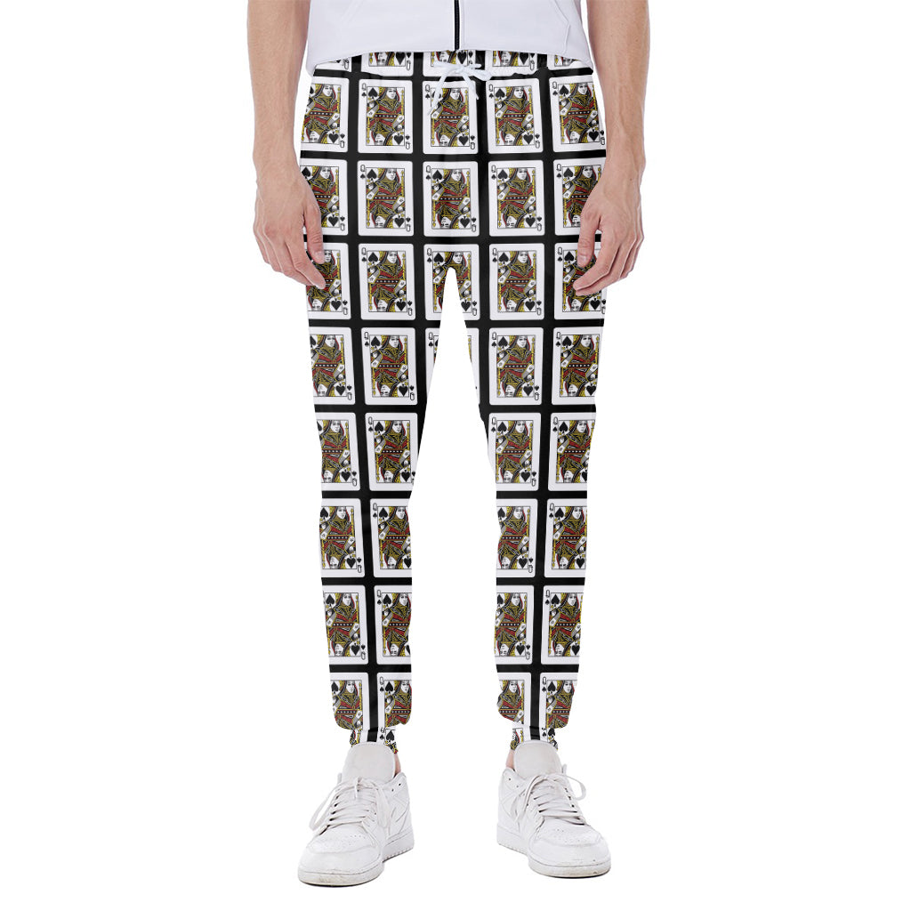 Queen Of Spades Playing Card Pattern Print Scuba Joggers