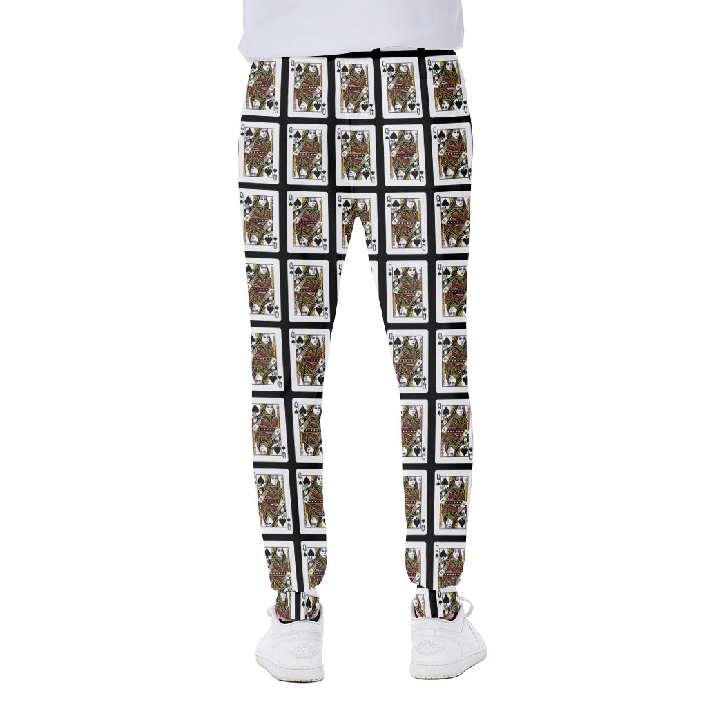 Queen Of Spades Playing Card Pattern Print Scuba Joggers