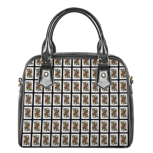 Queen Of Spades Playing Card Pattern Print Shoulder Handbag
