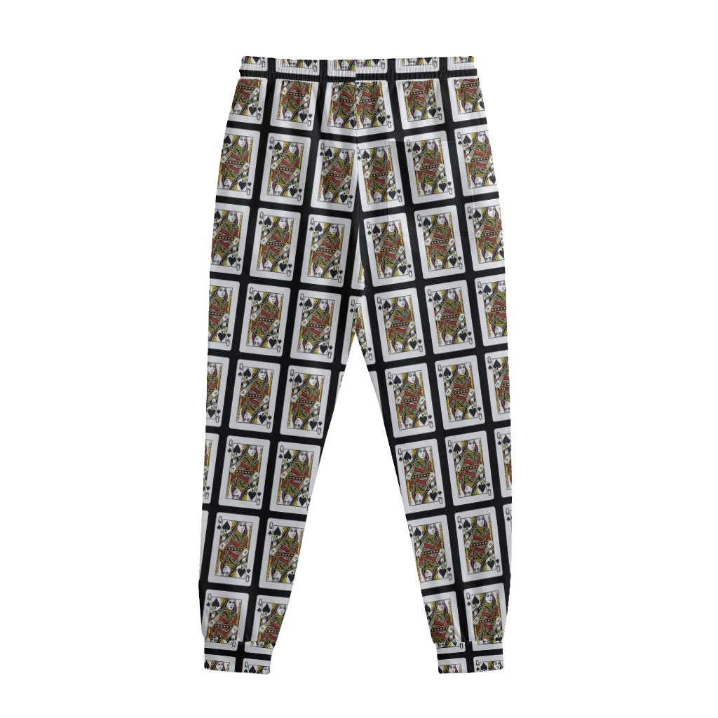 Queen Of Spades Playing Card Pattern Print Sweatpants