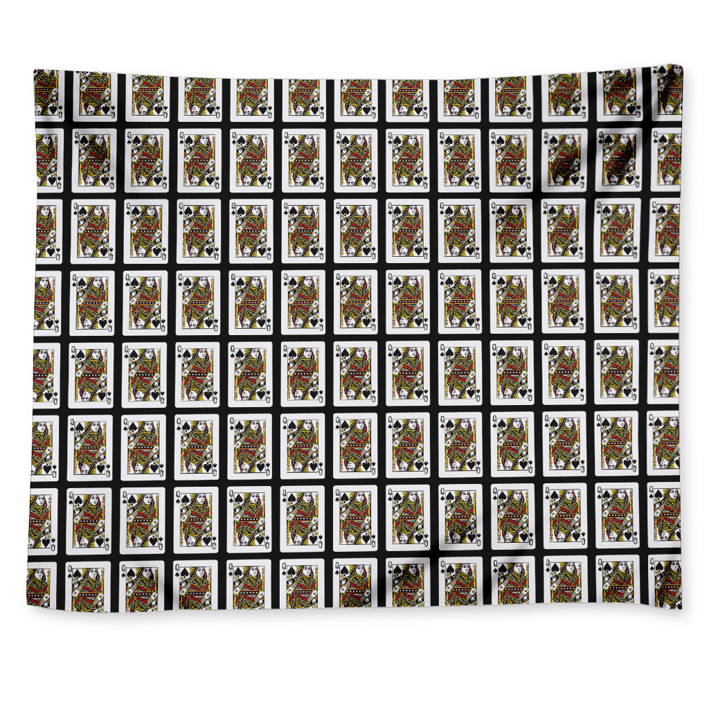 Queen Of Spades Playing Card Pattern Print Tapestry