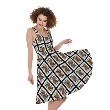 Queen Of Spades Playing Card Pattern Print Women's Sleeveless Dress
