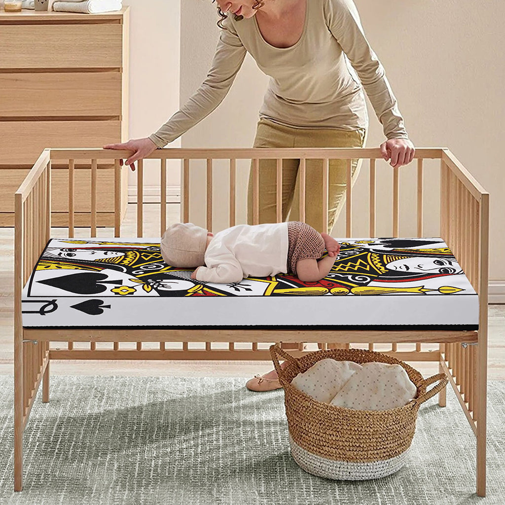 Queen Of Spades Playing Card Print Baby Crib Sheet