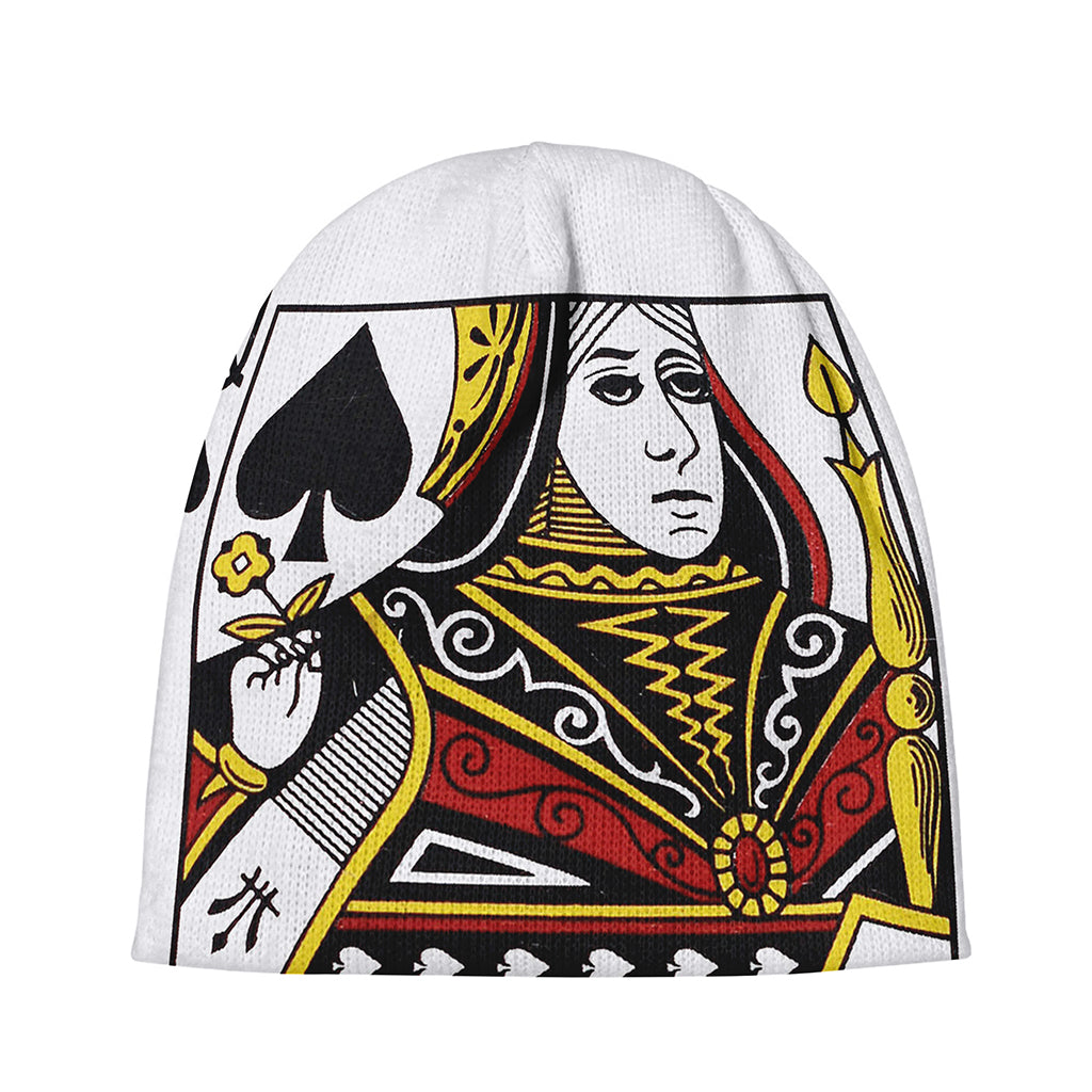 Queen Of Spades Playing Card Print Beanie