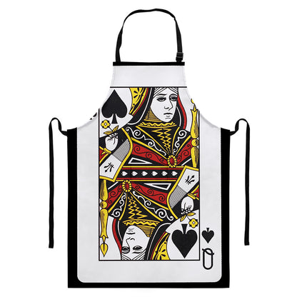 Queen Of Spades Playing Card Print Bib Apron With Pocket