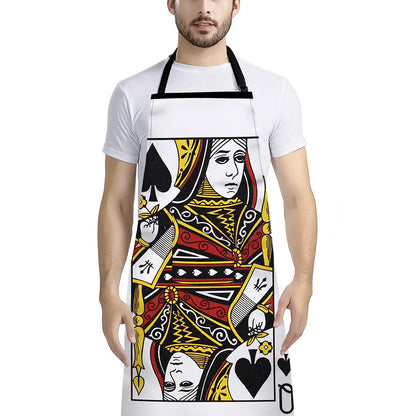 Queen Of Spades Playing Card Print Bib Apron With Pocket