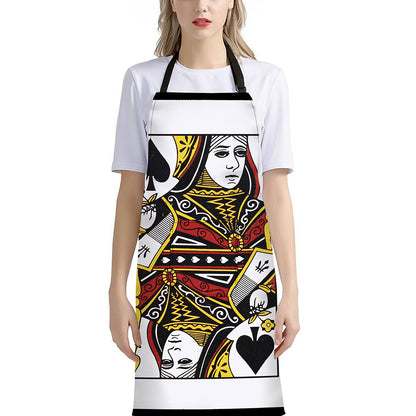 Queen Of Spades Playing Card Print Bib Apron With Pocket