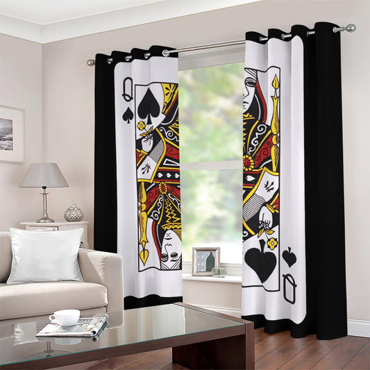 Queen Of Spades Playing Card Print Blackout Grommet Curtains