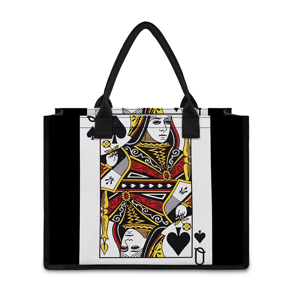 Queen Of Spades Playing Card Print Canvas Tote Bag