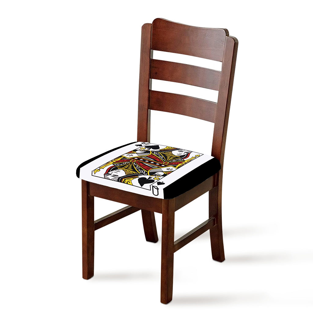 Queen Of Spades Playing Card Print Chair Cushion Cover