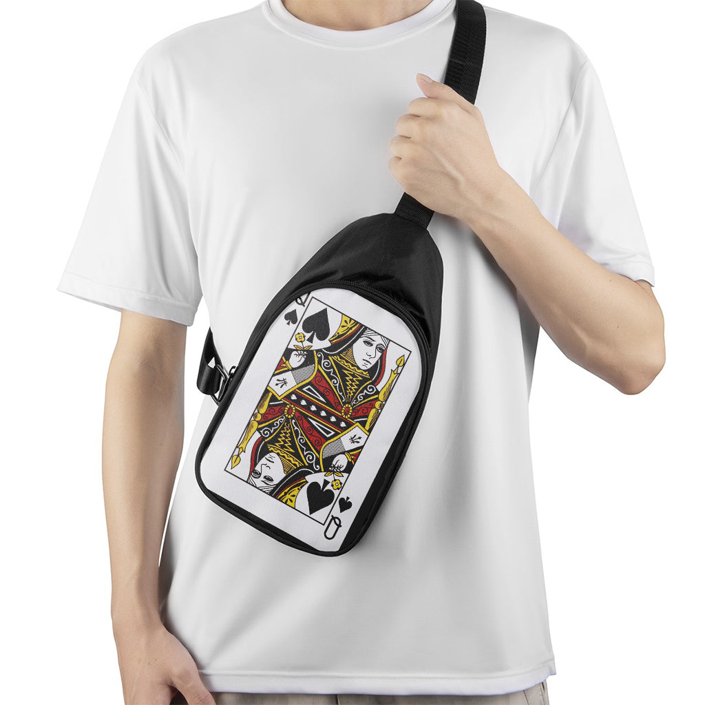 Queen Of Spades Playing Card Print Chest Bag