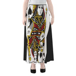 Queen Of Spades Playing Card Print Chiffon Maxi Skirt