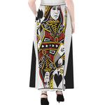 Queen Of Spades Playing Card Print Chiffon Maxi Skirt