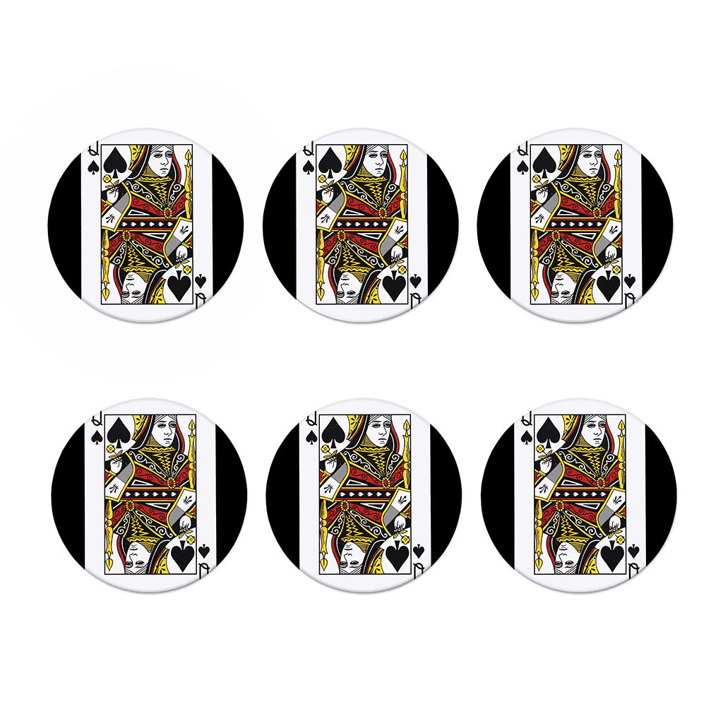 Queen Of Spades Playing Card Print Coaster Set