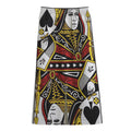 Queen Of Spades Playing Card Print Cotton Front Slit Maxi Skirt