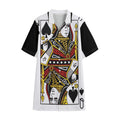 Queen Of Spades Playing Card Print Cotton Hawaiian Shirt