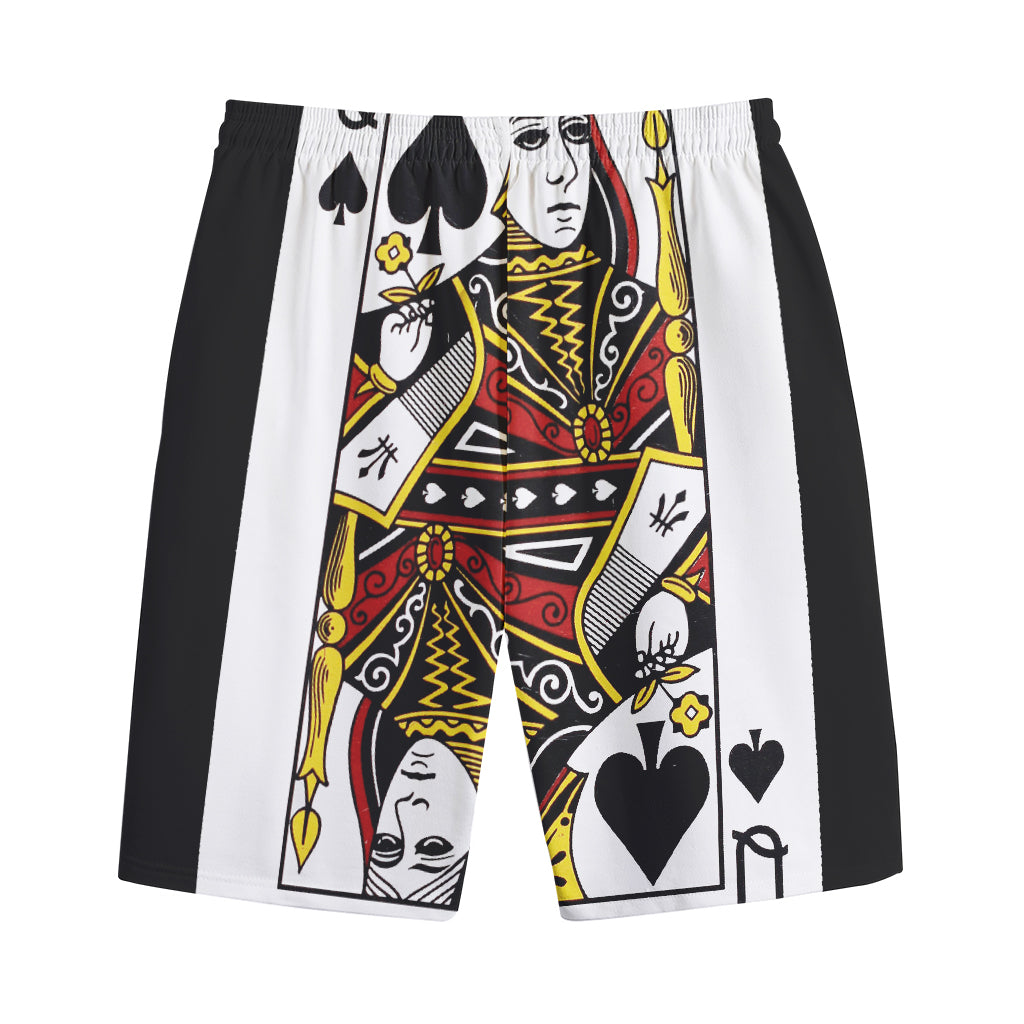 Queen Of Spades Playing Card Print Cotton Shorts