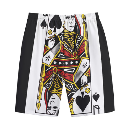 Queen Of Spades Playing Card Print Cotton Shorts