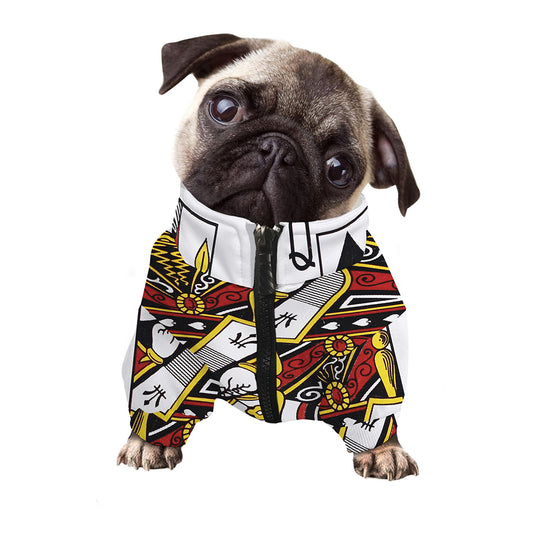 Queen Of Spades Playing Card Print Dog Zip Up Jacket