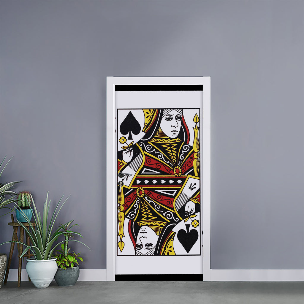 Queen Of Spades Playing Card Print Door Sticker
