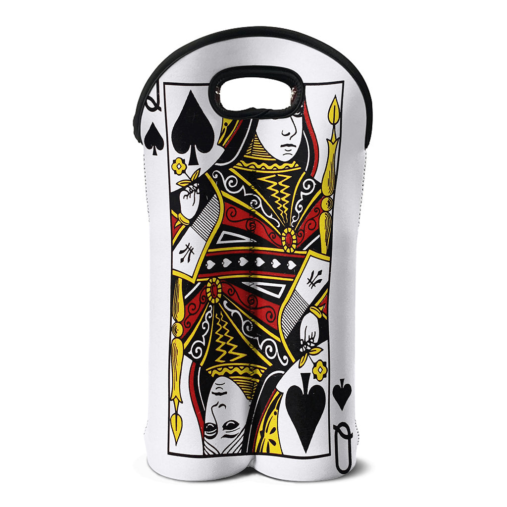Queen Of Spades Playing Card Print Double Neoprene Wine Tote