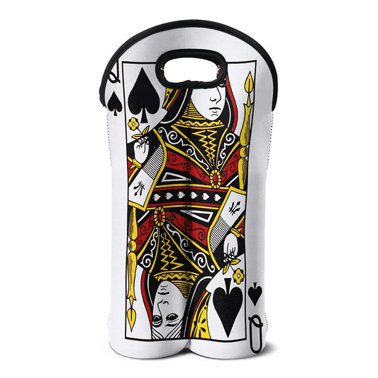 Queen Of Spades Playing Card Print Double Neoprene Wine Tote