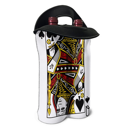 Queen Of Spades Playing Card Print Double Neoprene Wine Tote