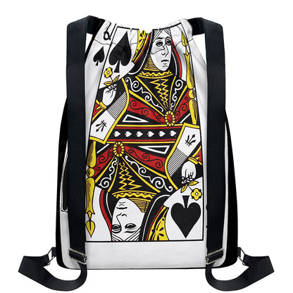 Queen Of Spades Playing Card Print Drawstring Backpack