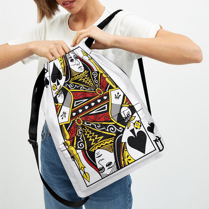Queen Of Spades Playing Card Print Drawstring Backpack