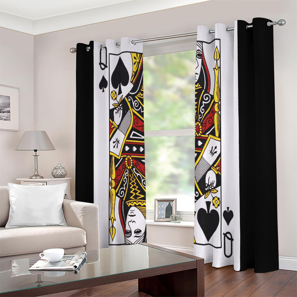 Queen Of Spades Playing Card Print Extra Wide Grommet Curtains