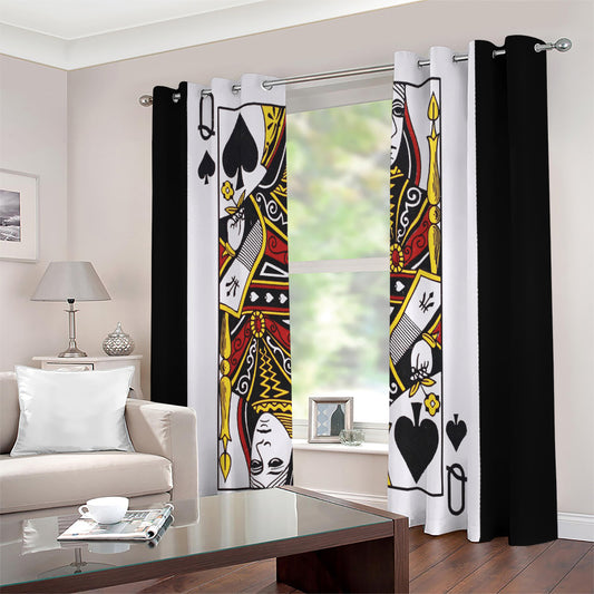 Queen Of Spades Playing Card Print Extra Wide Grommet Curtains