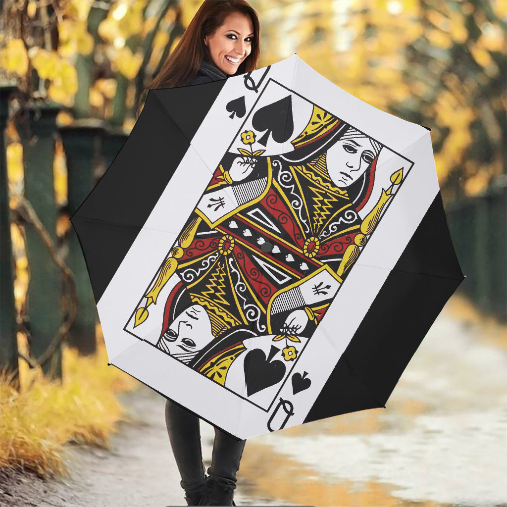 Queen Of Spades Playing Card Print Foldable Umbrella