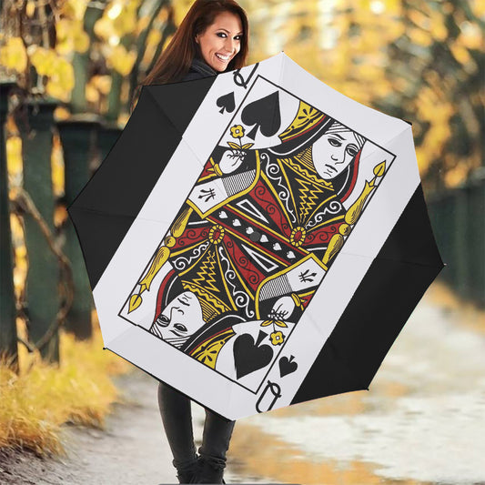 Queen Of Spades Playing Card Print Foldable Umbrella