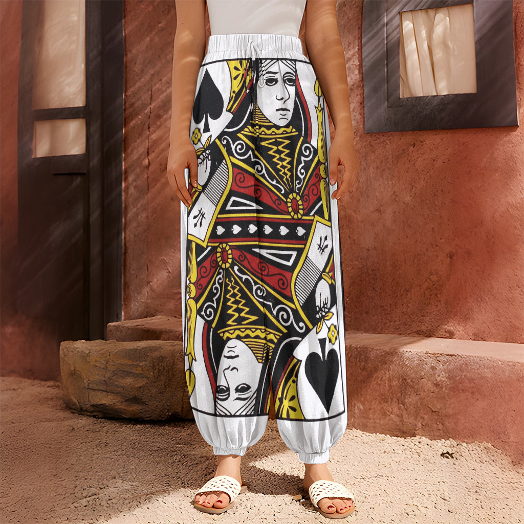 Queen Of Spades Playing Card Print Harem Pants