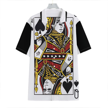 Queen Of Spades Playing Card Print Hawaiian Shirt