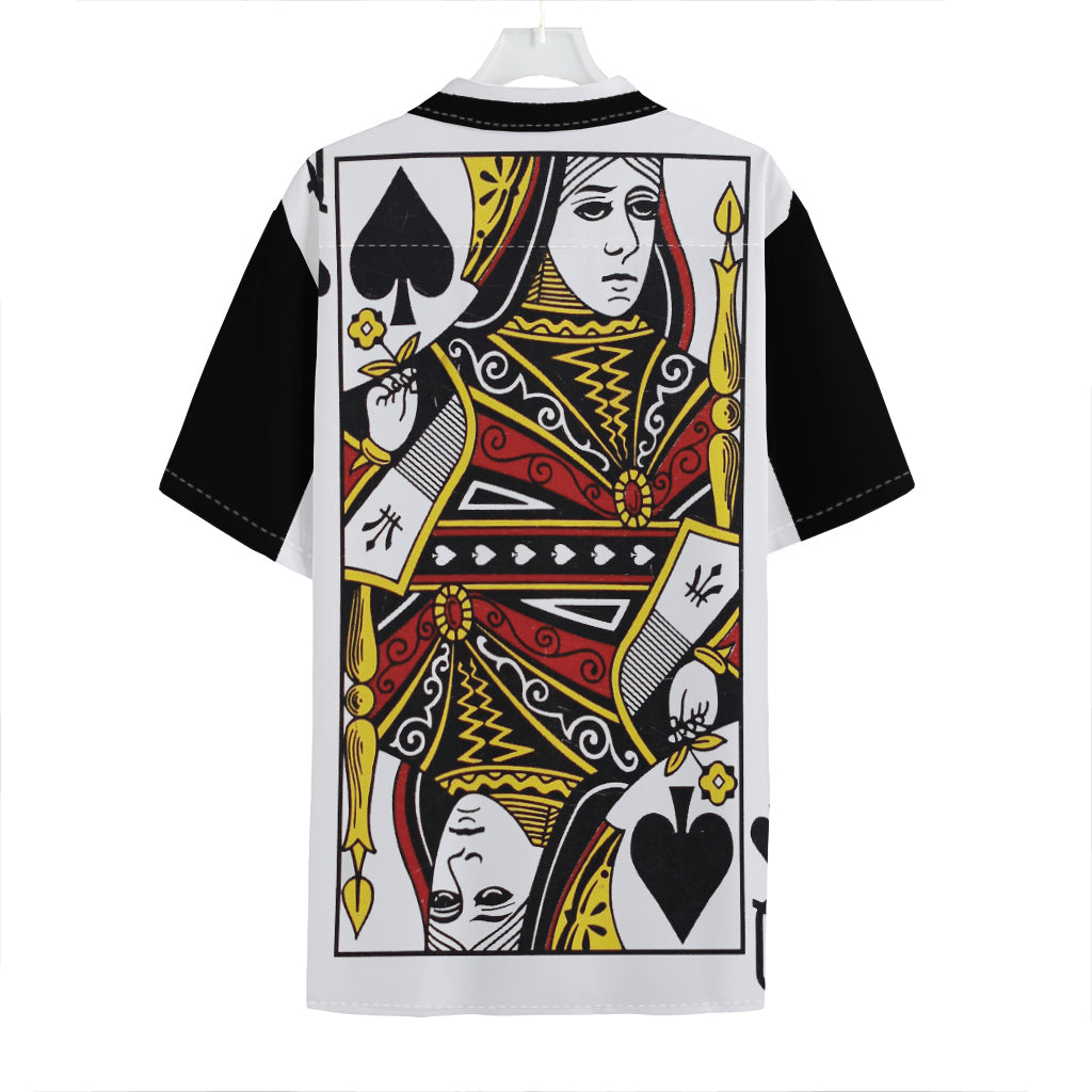 Queen Of Spades Playing Card Print Hawaiian Shirt
