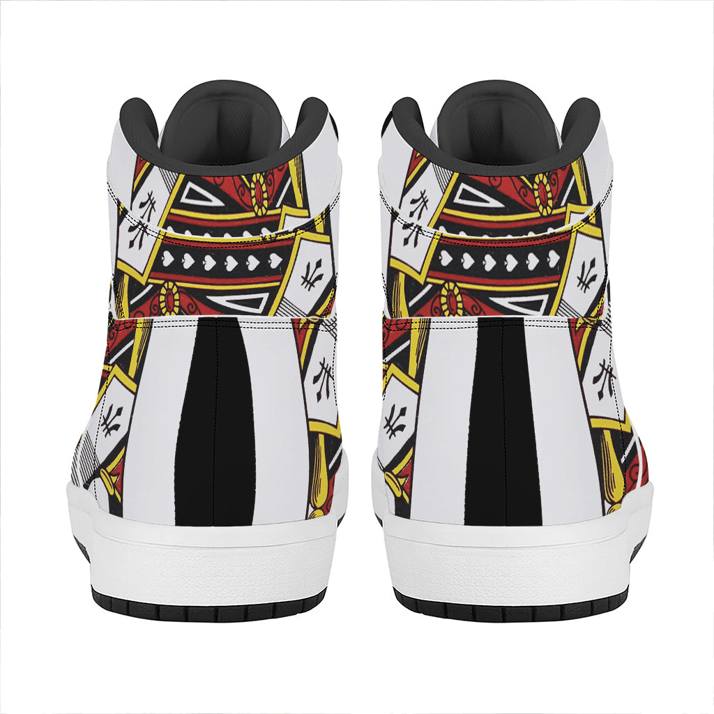 Queen Of Spades Playing Card Print High Top Leather Sneakers