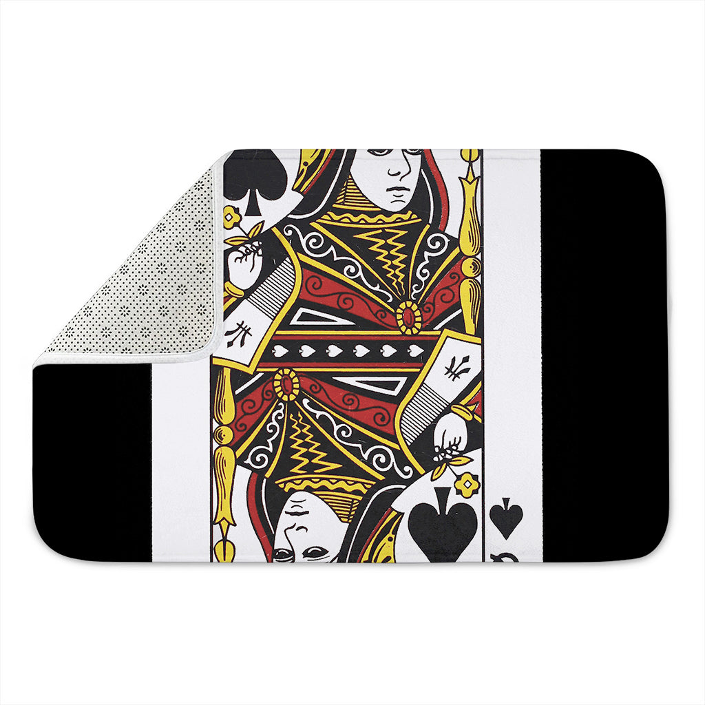 Queen Of Spades Playing Card Print Indoor Door Mat