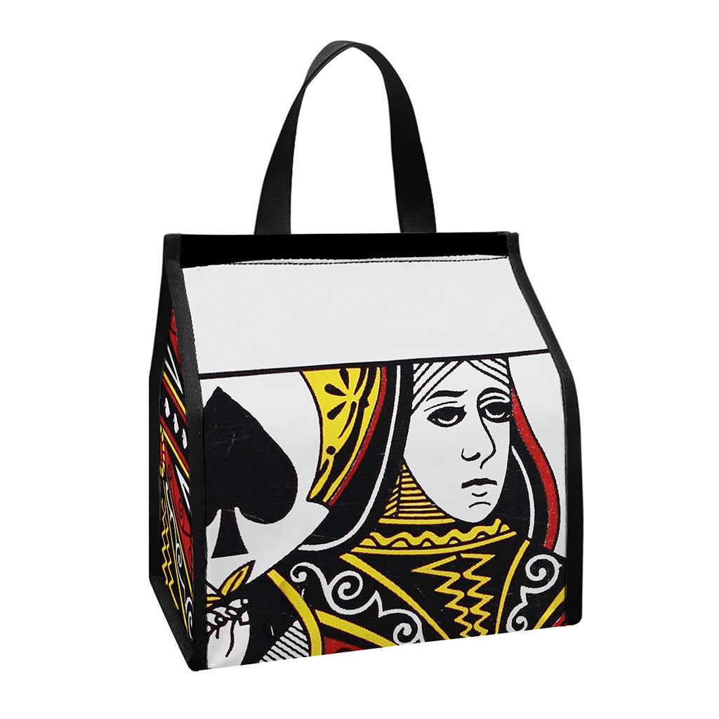 Queen Of Spades Playing Card Print Insulated Lunch Tote