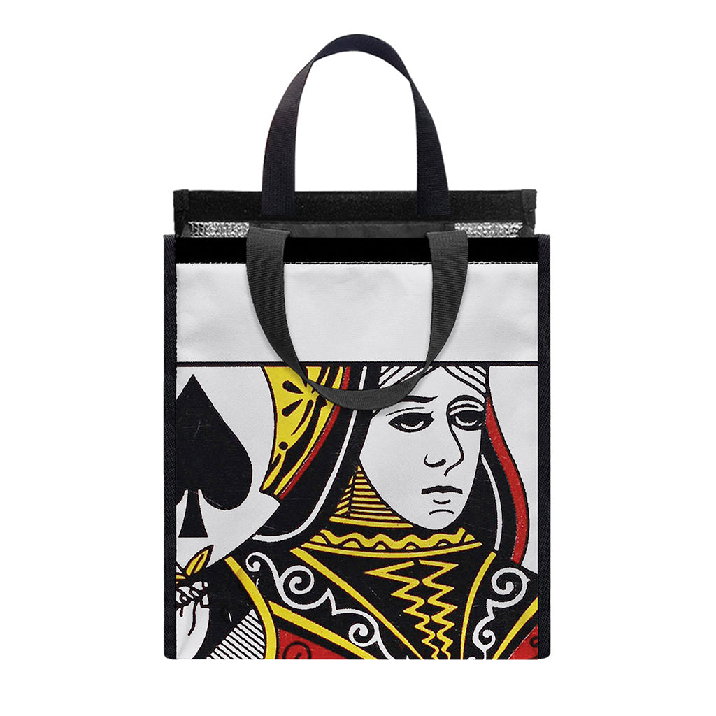 Queen Of Spades Playing Card Print Insulated Lunch Tote