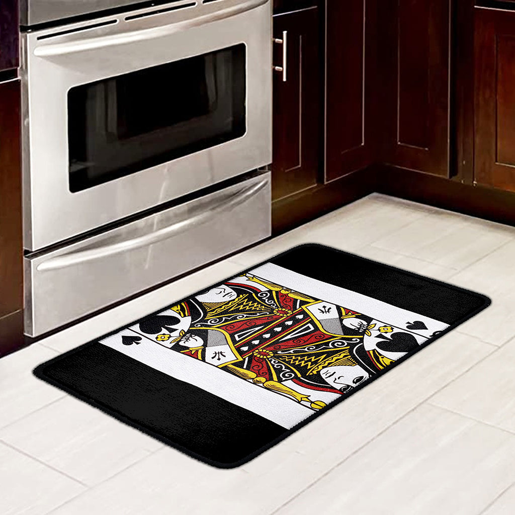 Queen Of Spades Playing Card Print Kitchen Mat
