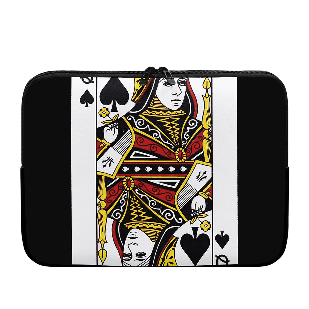 Queen Of Spades Playing Card Print Laptop Sleeve