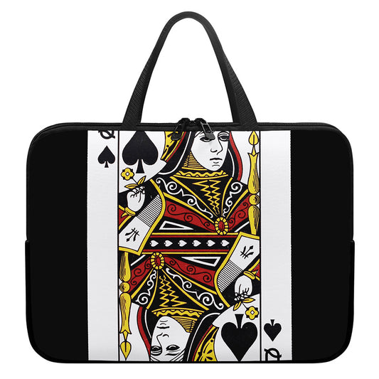 Queen Of Spades Playing Card Print Laptop Sleeve With Handle