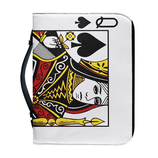 Queen Of Spades Playing Card Print Leather Bible Cover