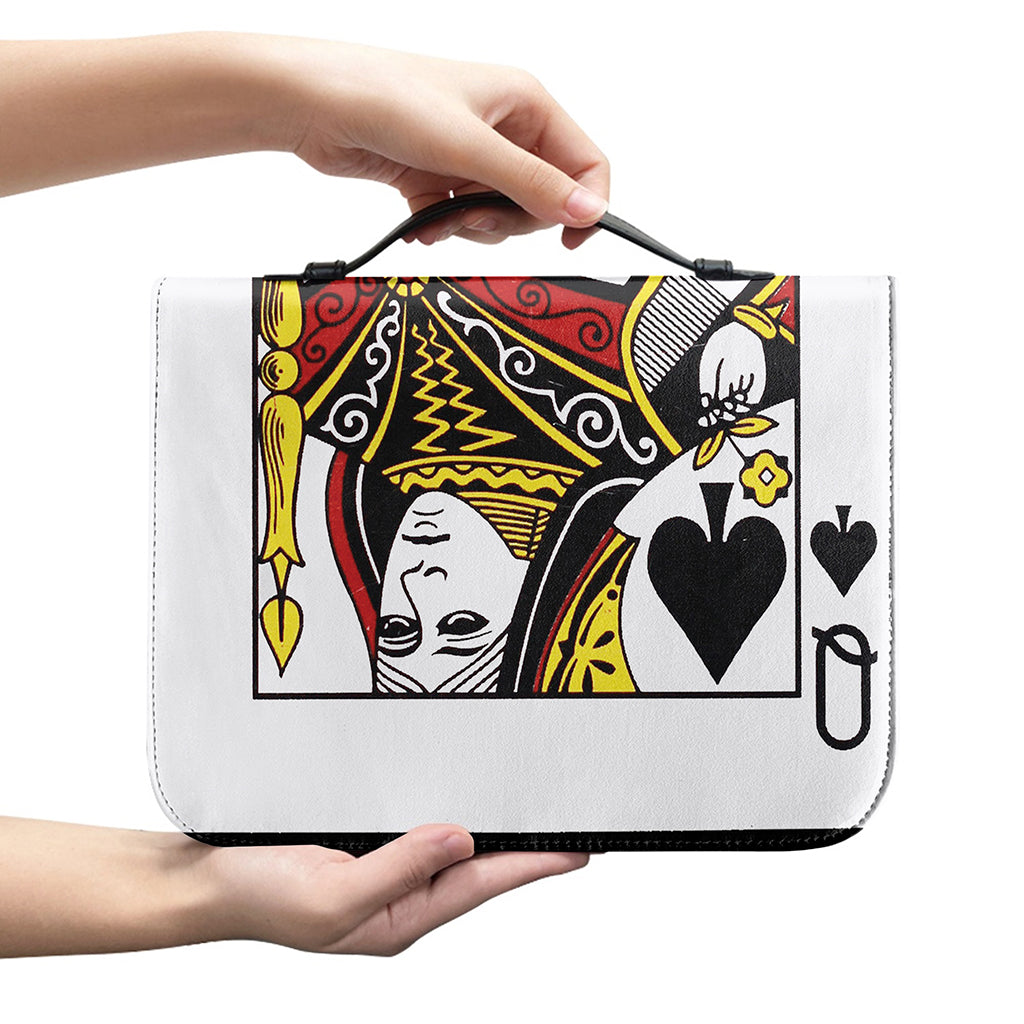 Queen Of Spades Playing Card Print Leather Bible Cover