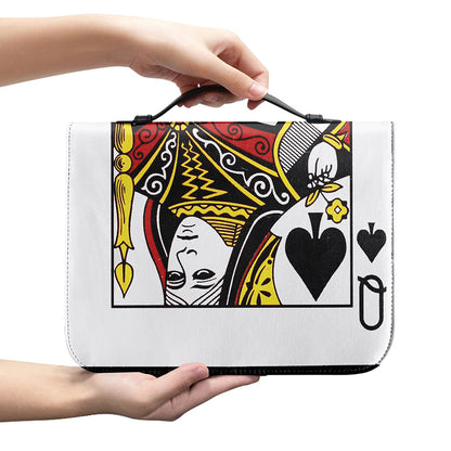Queen Of Spades Playing Card Print Leather Bible Cover