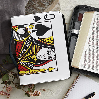 Queen Of Spades Playing Card Print Leather Bible Cover