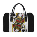 Queen Of Spades Playing Card Print Leather Duffel Bag