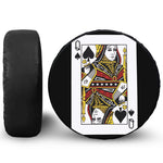 Queen Of Spades Playing Card Print Leather Spare Tire Cover