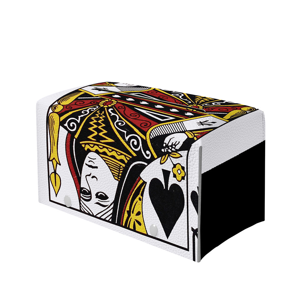 Queen Of Spades Playing Card Print Leather Tissue Box Cover